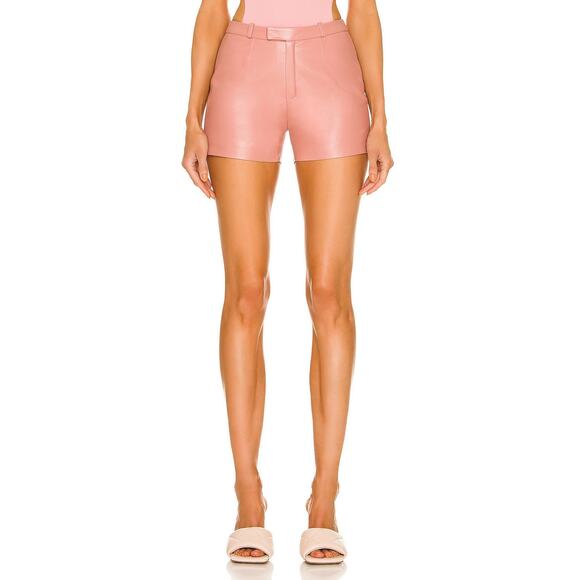 Zeynep Arcay 'Midwaist Mom' Pink Leather Short Size 2 - Picture 1 of 5